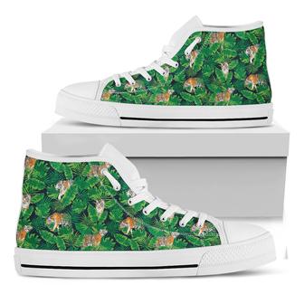 Tropical Tiger Pattern Print White High Top Shoes - Monsterry DE