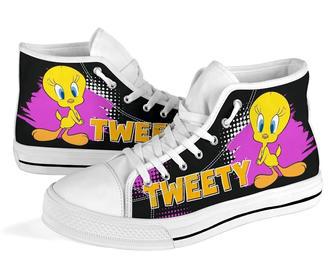 Tweety Sneakers High Top Shoes Looney Tunes Fan High Top Shoes | Favorety