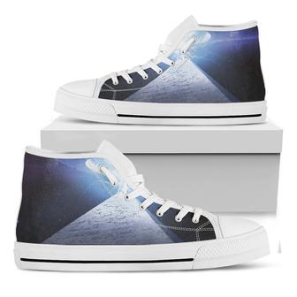 Ufo Pyramid Print White High Top Shoes - Monsterry CA