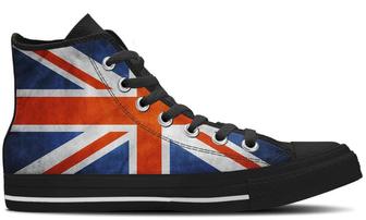 UK Flag High Top Canvas Shoes - Monsterry