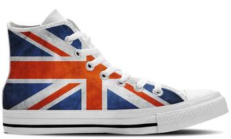 UK Flag White High Top Canvas Shoes - Monsterry DE