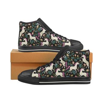 Unicorns forest background Women's High Top Shoes Black - Monsterry CA