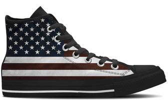 US Flag High Top Canvas Shoes - Monsterry DE