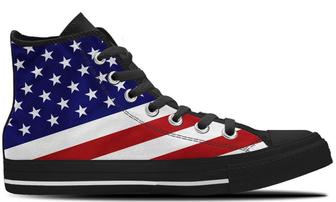 USA Flag High Top Canvas Shoes - Monsterry