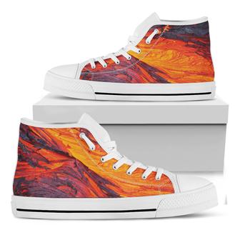 Volcano Lava Print White High Top Shoes - Monsterry AU