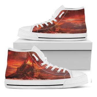 Volcano On The Sea Print White High Top Shoes - Monsterry AU