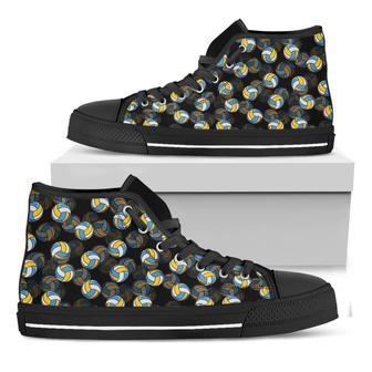 Volleyball Pattern Print Black High Top Shoes - Monsterry AU