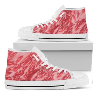 Wagyu Beef Meat Print White High Top Shoes - Monsterry UK