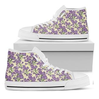 Watercolor Lavender Pattern Print White High Top Shoes - Monsterry UK