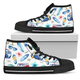 Watercolor Surfing Pattern Print Women's High Top Shoes - Monsterry AU
