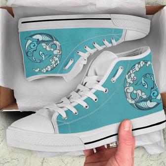 Whale In Wave High Top Shoes - Monsterry DE