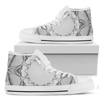 White Kaleidoscope Print White High Top Shoes - Monsterry UK