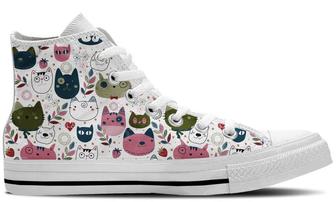 White Kitty High Top Canvas Shoes - Monsterry AU