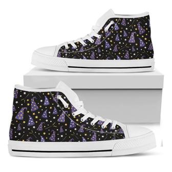 Wizard Hat Pattern Print White High Top Shoes - Monsterry DE
