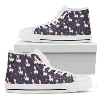Xmas Llama Pattern Print White High Top Shoes - Monsterry