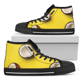 Yellow Coconut Pattern Print Black High Top Shoes - Monsterry CA