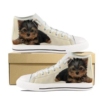 Yorkie Puppy Canvas High Top Shoes - Monsterry DE