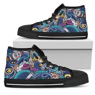 Abstract Cartoon Galaxy Space Print Men's High Top Shoes - Monsterry