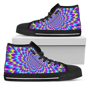 Abstract Dizzy Moving Optical Illusion Women's High Top Shoes - Monsterry