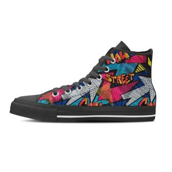 Abstract Graffiti Wow Print Women's High Top Shoes - Monsterry