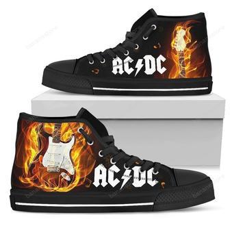 Acdc Sneakers Fire Guitar High Top Shoes Gift For Music Fans | Favorety AU