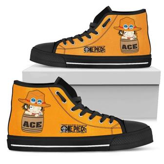 Ace Sneakers High Top Shoes One Piece Anime Fan Gift - Monsterry UK