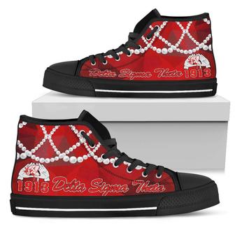 African Footwear - Chuck Delta Sigma Theta Pearls High Top Shoes - Monsterry