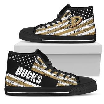 America Flag Italic Vintage Style Anaheim Ducks High Top Shoes | Favorety CA