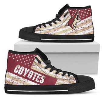 America Flag Italic Vintage Style Arizona Coyotes High Top Shoes | Favorety DE