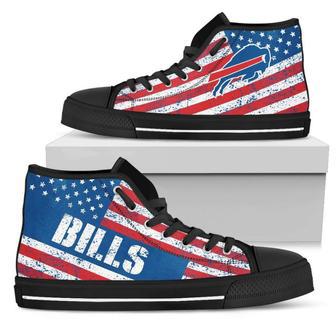 America Flag Italic Vintage Style Buffalo Bills High Top Shoes | Favorety