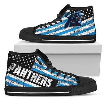 America Flag Italic Vintage Style Carolina Panthers High Top Shoes | Favorety AU