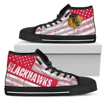 America Flag Italic Vintage Style Chicago Blackhawks High Top Shoes | Favorety AU