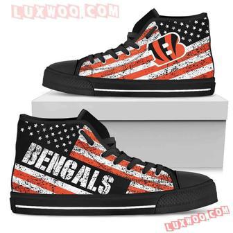 America Flag Italic Vintage Style Cincinnati Bengals High Top Shoes Sport Sneakers | Favorety UK