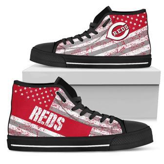 America Flag Italic Vintage Style Cincinnati Reds High Top Shoes | Favorety UK