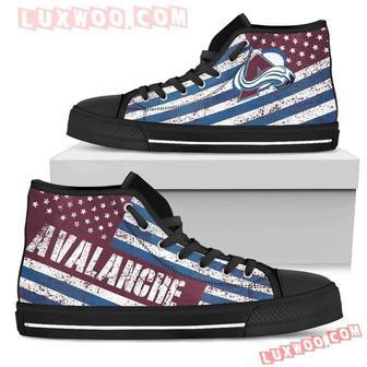 America Flag Italic Vintage Style Colorado Avalanche High Top Shoes Sport Sneakers | Favorety DE