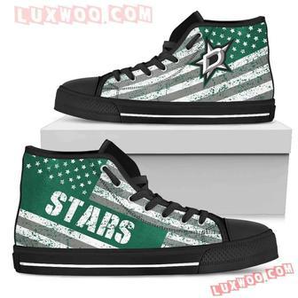 America Flag Italic Vintage Style Dallas Stars High Top Shoes Sport Sneakers | Favorety DE