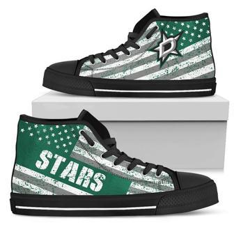 America Flag Italic Vintage Style Dallas Stars High Top Shoes | Favorety DE