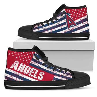 America Flag Italic Vintage Style Los Angeles Angels High Top Shoes | Favorety