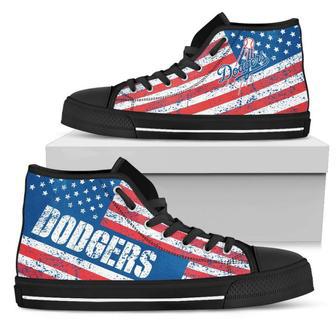 America Flag Italic Vintage Style Los Angeles Dodgers High Top Shoes | Favorety DE