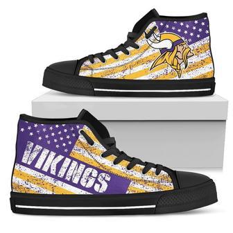 America Flag Italic Vintage Style Minnesota Vikings High Top Shoes - | Favorety DE