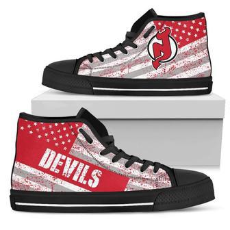 America Flag Italic Vintage Style New Jersey Devils High Top Shoes | Favorety CA