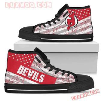 America Flag Italic Vintage Style New Jersey Devils High Top Shoes Sport Sneakers | Favorety DE