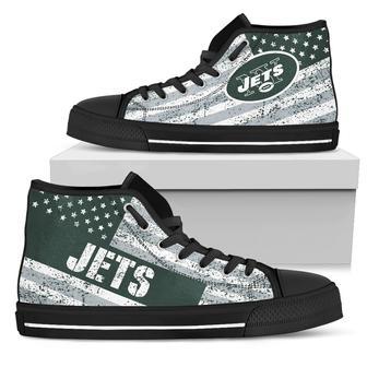 America Flag Italic Vintage Style New York Jets High Top Shoes | Favorety