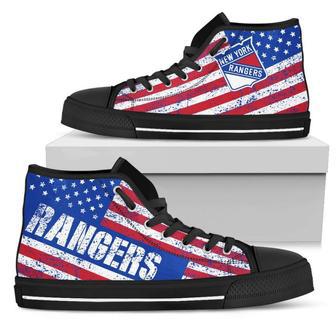 America Flag Italic Vintage Style New York Rangers High Top Shoes | Favorety