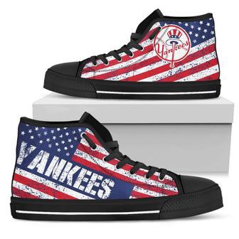 America Flag Italic Vintage Style New York Yankees High Top Shoes | Favorety CA