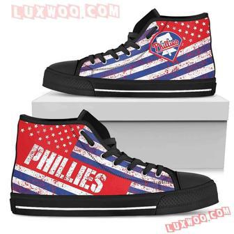 America Flag Italic Vintage Style Philadelphia Phillies High Top Shoes Sport Sneakers | Favorety