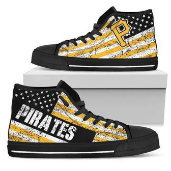 America Flag Italic Vintage Style Pittsburgh Pirates High Top Shoes | Favorety