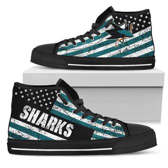 America Flag Italic Vintage Style San Jose Sharks High Top Shoes | Favorety DE