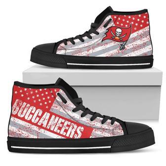 America Flag Italic Vintage Style Tampa Bay Buccaneers High Top Shoes | Favorety AU