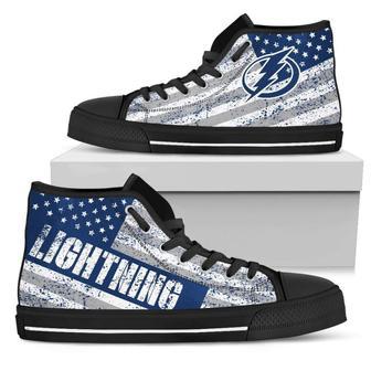 America Flag Italic Vintage Style Tampa Bay Lightning High Top Shoes | Favorety AU